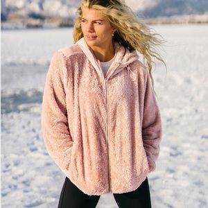 ZYIA Active NWOT Blush Sherpa Hooded Jacket